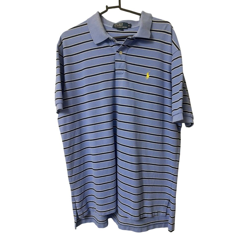 Polo Ralph Lauren Men’s XL Blue Striped Short Sleeve Polo Shirt Pony Classic Fit